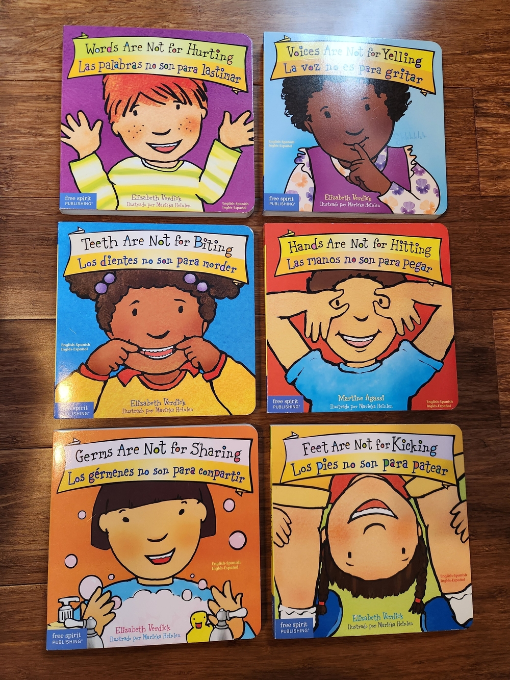 Set Of 6 Best Behavior® Bilingual Kid's Board Books Ages 1-4 Hitting Biting